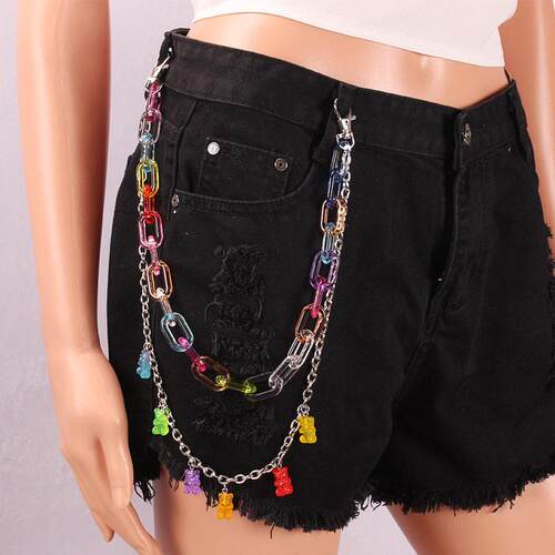 Candy-colored resin bear waist chain 糖果色树脂小熊腰链