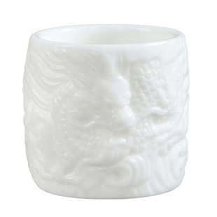 高端白瓷浮雕龙凤主人杯男女对杯羊脂玉冰种玉瓷素烧龙年礼品单杯