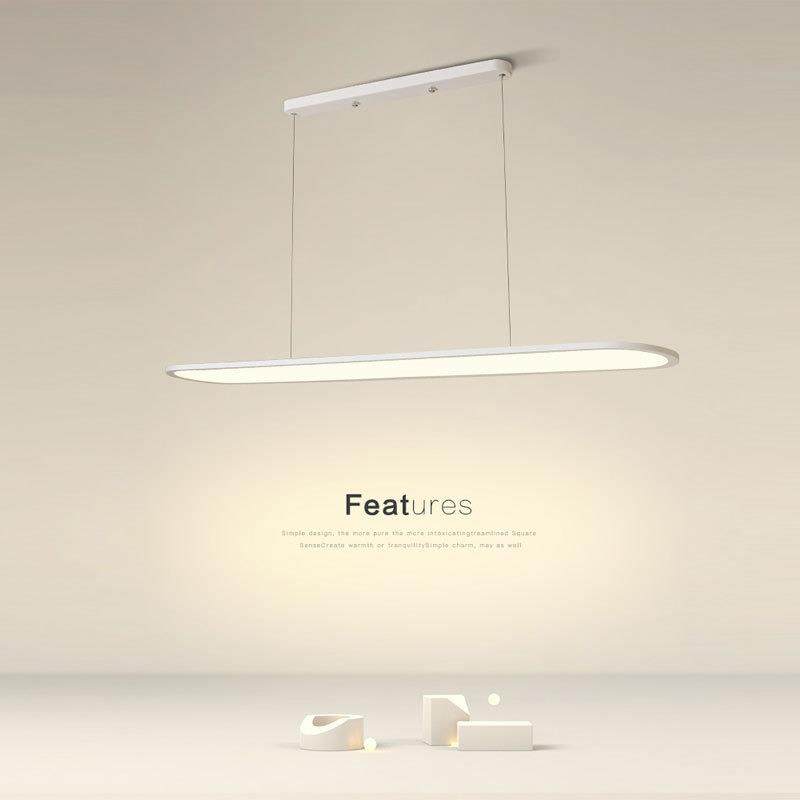 简约长条餐厅吊灯极简餐桌饭厅办公室灯北欧吧台椭圆LED吊灯