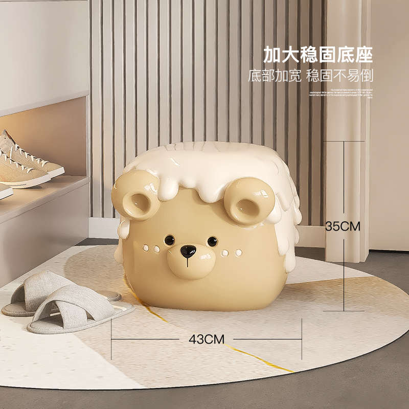 奶油风熊入户玄关换鞋凳摆件家居装饰品茶几鞋柜穿鞋儿童房小凳子