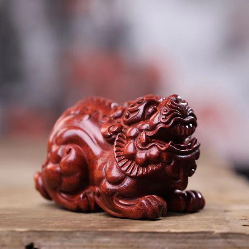 小叶紫檀木雕瑞兽貔貅手把件国风摆件文玩男士随身把玩件工艺品