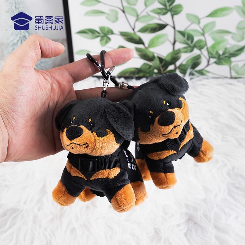 蜀黍家罗威纳毛绒挂件警犬公仔钥匙扣玩具警察玩偶娃娃挂饰图片