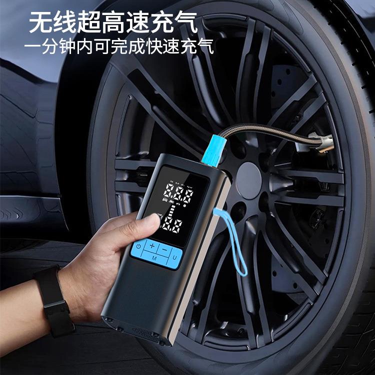 跨境车载充无泵自动电充停线带应急电源动打气数显汽车充气KOC气