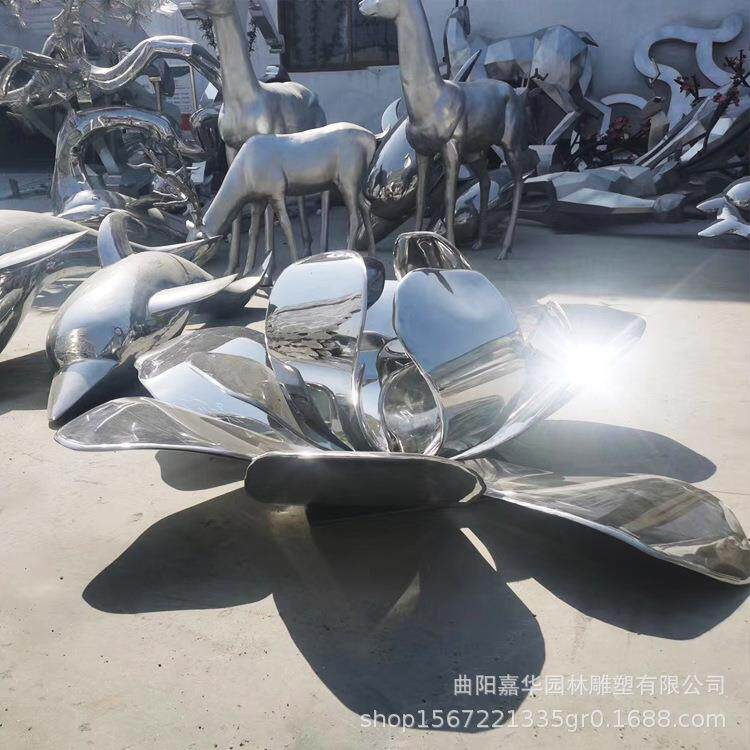 不锈钢仿真镂空花朵雕塑摆件户外城市景观园林草坪装