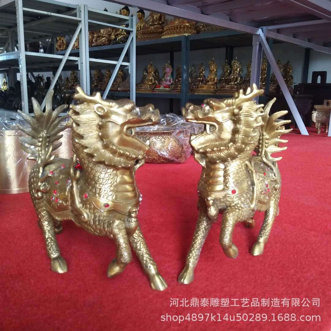 厂家供应纯铜子母麒麟摆件工业麒麟门口摆件办公室酒店麒麟雕塑