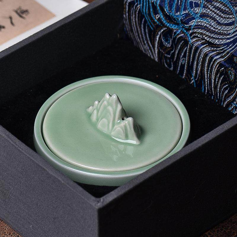 高档入相天然墨原石青山砚带台书法手专用盖子4寸5寸墨池碟毛笔磨