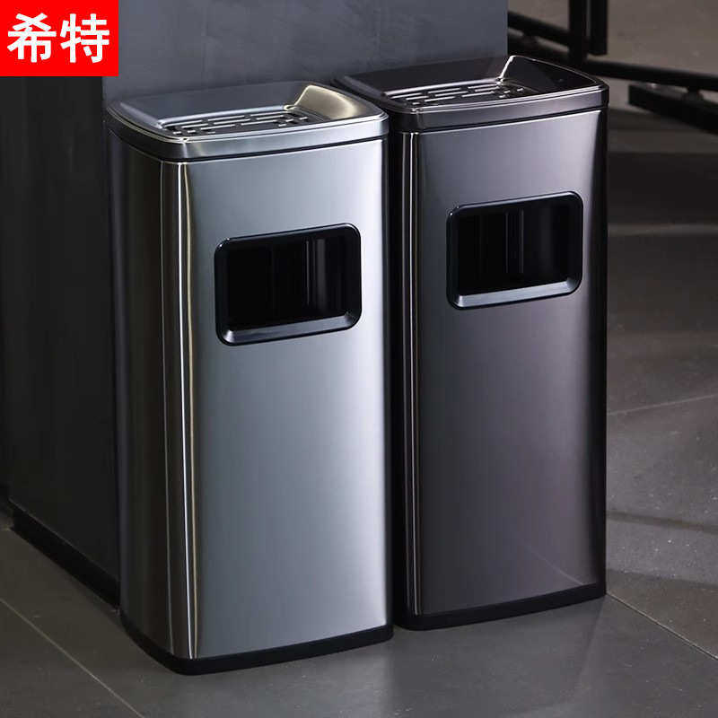 商场电梯口不锈钢酒店垃圾桶大堂立式烟灰缸宾馆大厅烟灰柱收纳筒