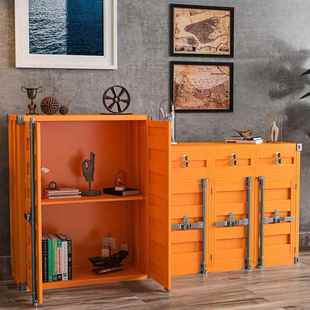 工业风铁艺装箱柜集子做柜旧鞋复NJ古衣柜展示柜衣柜健帽身房柜