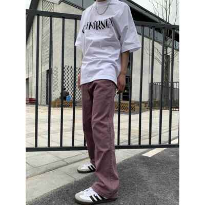 07QWER 四季新款美式高街小众嘻哈直筒裤复古百搭情侣牛仔裤