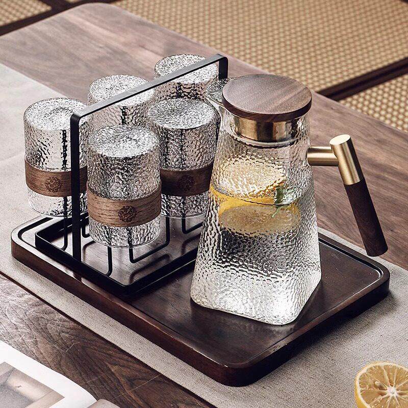 Genas中国覆古玻璃水套装客厅款待耐高温茶杯饮水杯