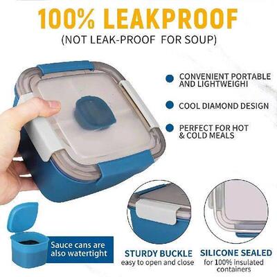 1100ml/1500ml Portable Lunch Box Container 2 Layer Grid