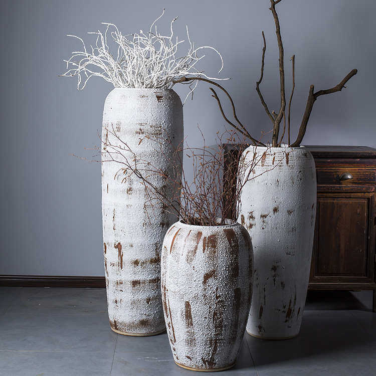 落地工厂供应花瓶大号陶瓷花瓶三件套白色陶瓷花瓶景德镇陶瓷复古