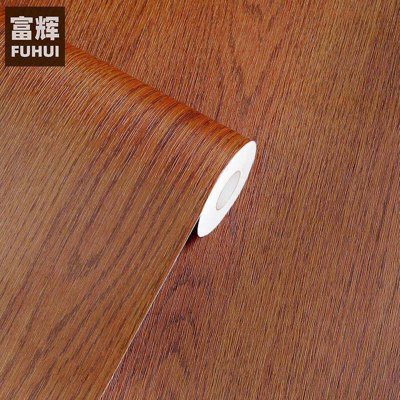 木纹贴纸防水壁纸自粘墙纸家具柜子桌面翻新贴纸中式棕色木纹50米