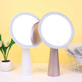 可led红少女旋转带ins宿舍网化妆镜补桌面台式 风充电灯梳妆光