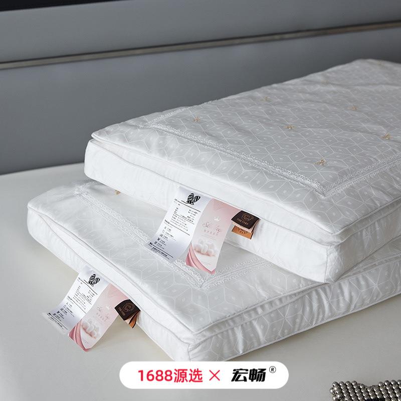 A类桑蚕丝100S天丝棉提花枕头助睡眠护颈椎成人家用高端酒店枕芯