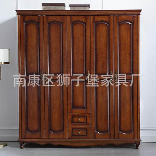 实木门衣柜美组合桃3门4BJW门5门6胡对开门加顶大衣橱收纳美式式