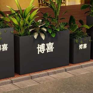 户外花箱LED加灯带发光不锈钢外摆花槽镀锌板隔断围栏花箱