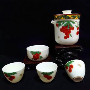 紫云阁广彩红荔旅行茶具 岭南特色工艺品 广州礼品 荔枝茶具整套