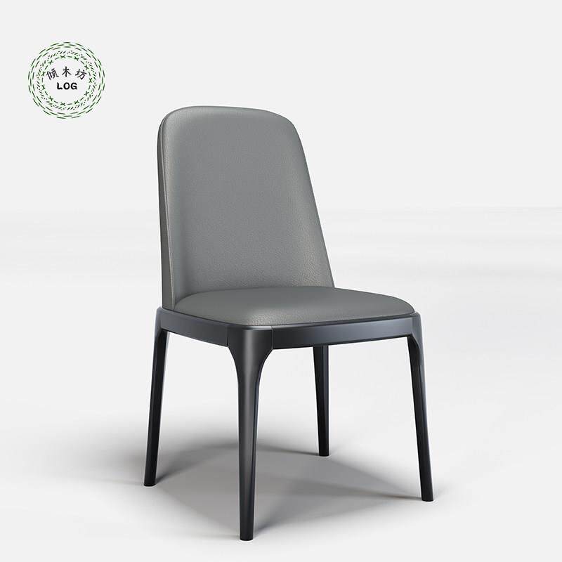 北欧餐椅家用实木现代时尚简约休闲意式真皮餐厅酒店靠背八角椅子