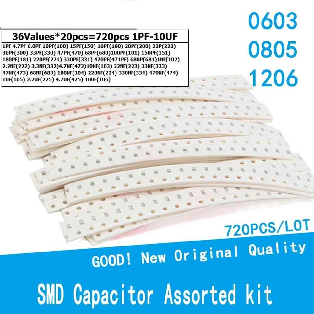 720PCS 0603 0805 1206贴片电容包 常用样品包 36种各20只共720只