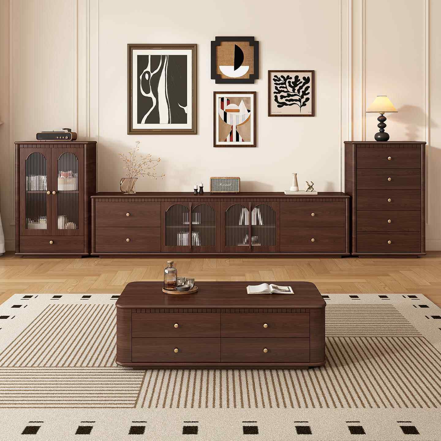 纯实木客厅法式覆古落地电视柜茶几简约小户型家用美式高级感储物,住宅家具,电视柜,淘宝优惠券,粉丝福利购,淘宝优惠卷