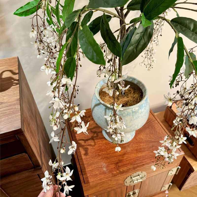 海虹景品垂丝茉莉绿植假花客厅小型中古桌面玄关装饰摆件