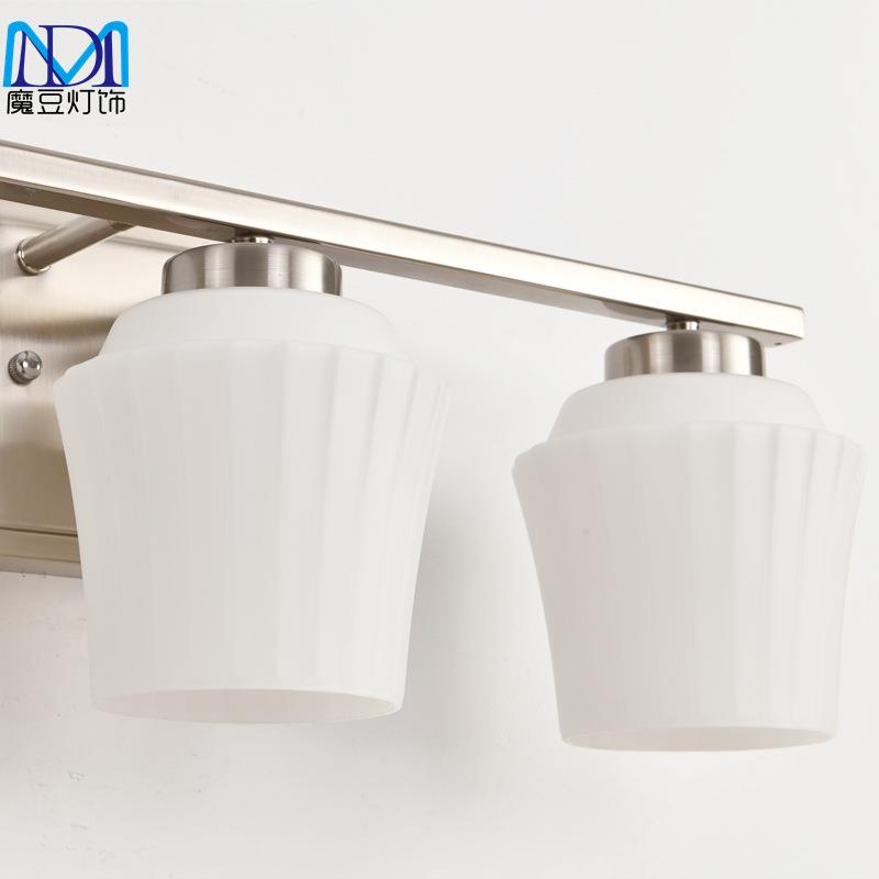 新前款镜灯灯镜柜专用浴室美式0奶白条纹玻SDD璃灯罩11v壁灯