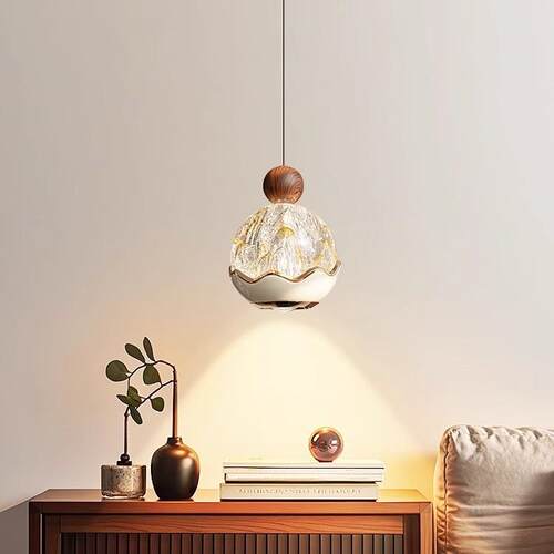 手扫调790光卧室头吊发灯意式轻奢沙背景吊墙中床古风胡桃木吧台