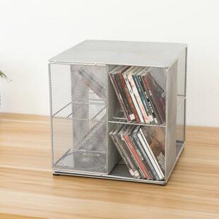 桌面旋转CD收纳架欧美时尚金属网格创意居家办公收纳整理