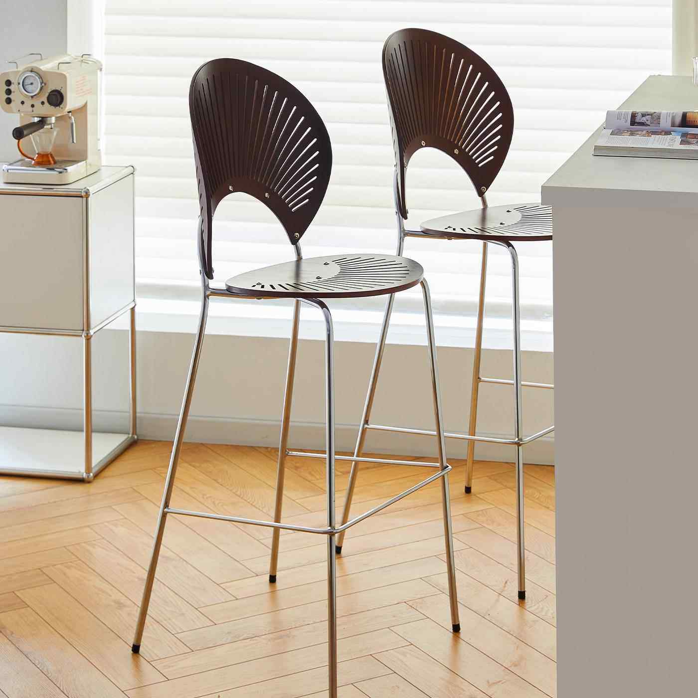 北欧覆古贝壳吧台椅现代简约铁艺靠背高脚凳网红实木高椅子,住宅家具,家用高脚椅,淘宝优惠券,粉丝福利购,淘宝优惠卷