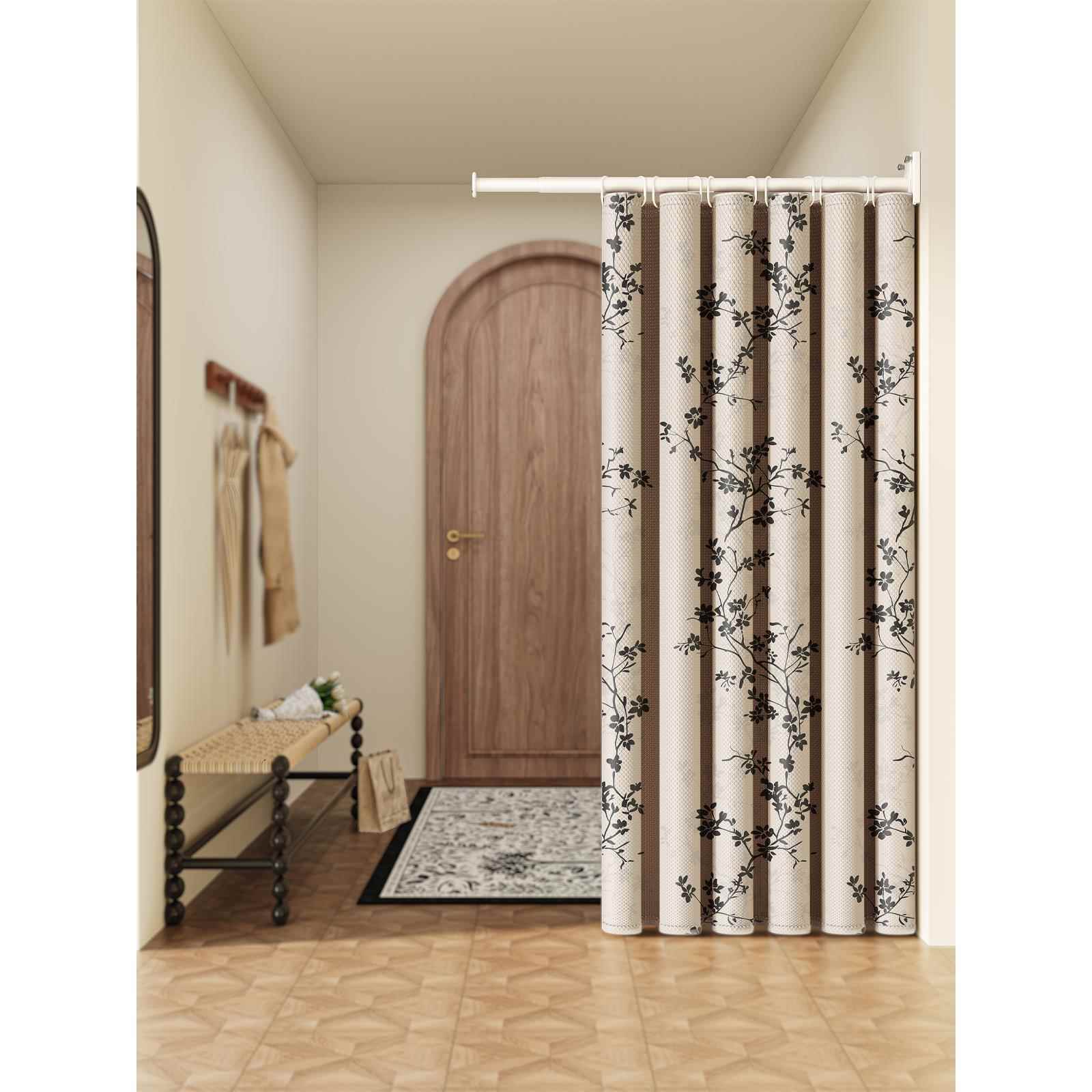 覆古客厅隔断帘卧室房间法式屏风免打孔折叠遮挡布帘新型空调门帘