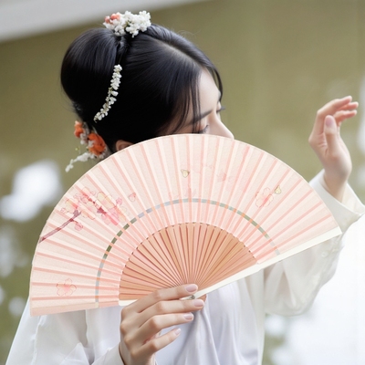 新中式折扇古风扇子夏季女便携折叠扇儿童舞蹈汉服旗袍扇古典竹扇