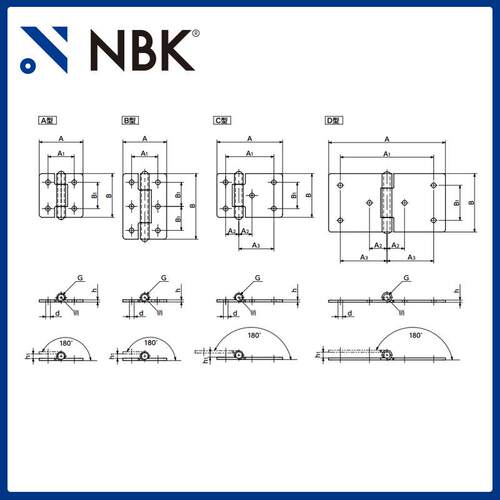 NBK HNSH-B 金属板铰链通孔型钢镀锌 简单设计机械零配件厂家直供