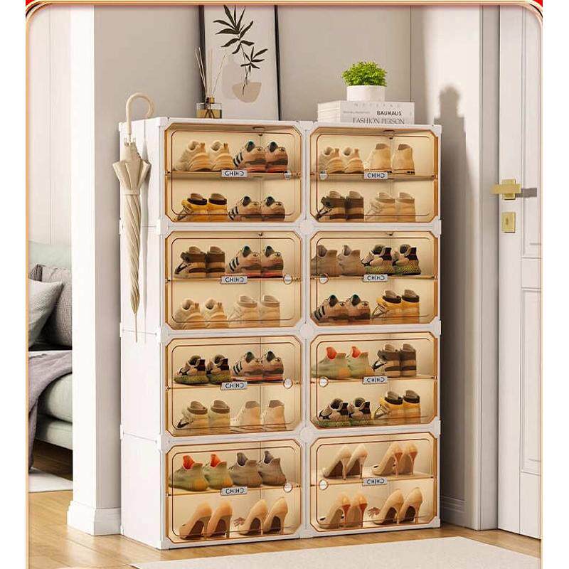 鞋柜家用门口鞋子收纳塑料多层非折叠鞋盒收纳盒透明防尘鞋架