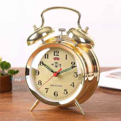 上海老式机械闹钟超大声音马蹄表上发条复古怀旧金属机芯创意闹钟