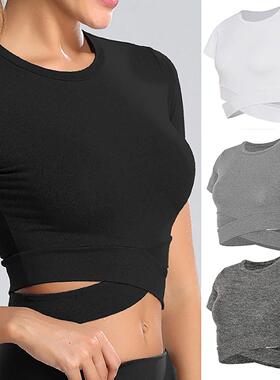 Tight Yoga Shirts Crop top Women short sleeve t-shirt Gym op