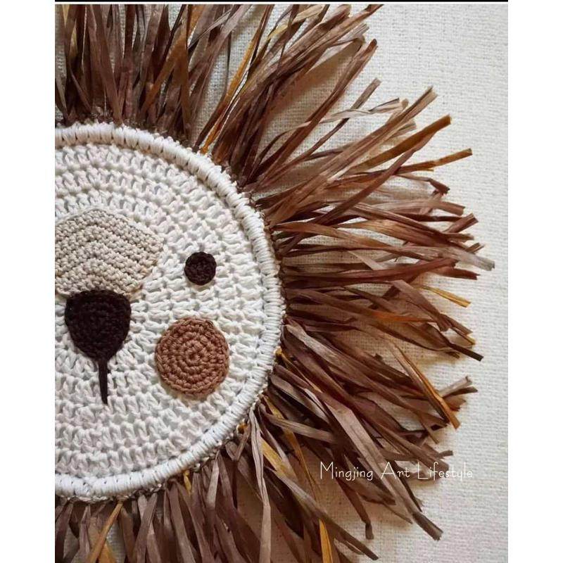 ins北欧手工编织卡通狮子造型家居墙壁挂饰儿童房童装店道具,家居饰品,木雕,淘宝优惠券,粉丝福利购,淘宝优惠卷