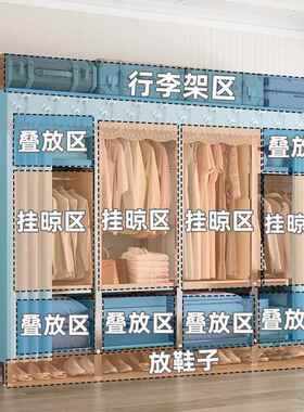 锈钢简易耐衣柜纱帘全衣钢YJP架结实用出租房不家用收纳纱帘不锈