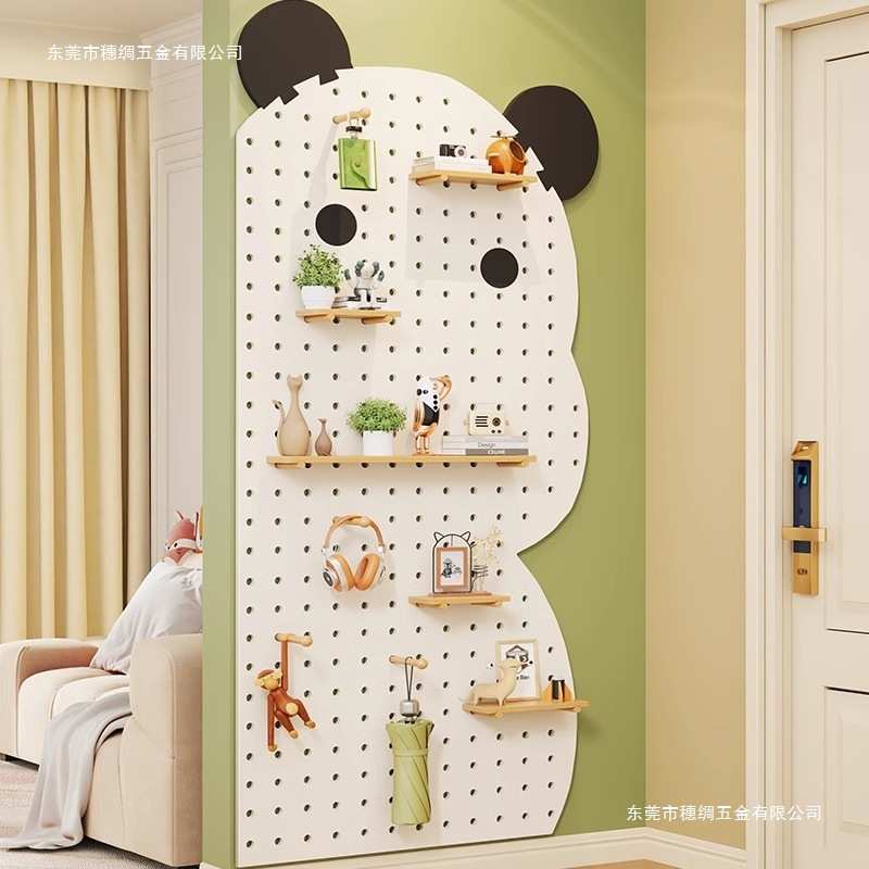 实木洞洞板墙上装饰隔板置物架背景墙展示架收纳挂架