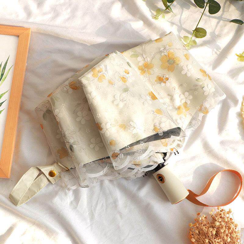 全自动双层蕾丝花边伞女晴雨两用遮阳公主防晒抗UV黑胶遮阳伞