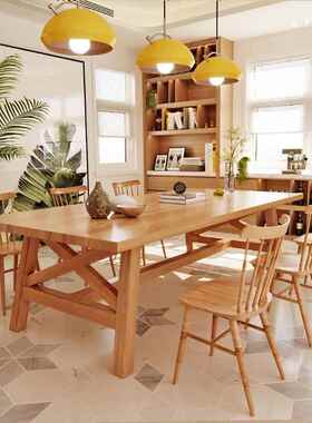 北欧厅YM2021-0简约全实餐长桌椅组合家用餐小户型餐桌大桌书桌实