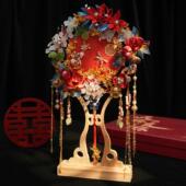 非遗绒花重工团扇新娘结婚di材料包手工高级秀禾喜扇婚扇礼物中式