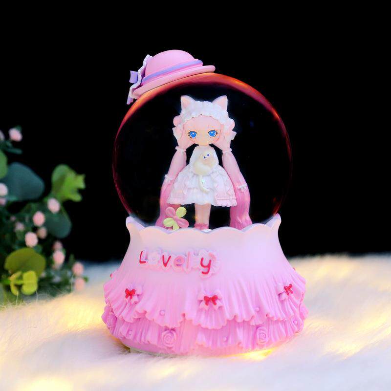 梦幻ins风洛丽塔少女公主水晶球旋转飘雪八音盒摆件精美礼品