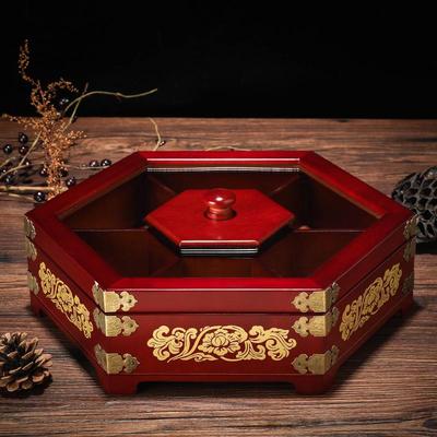 高档新年糖果盒木质干果盒双层用家客厅创食意分格带多功能欧式零