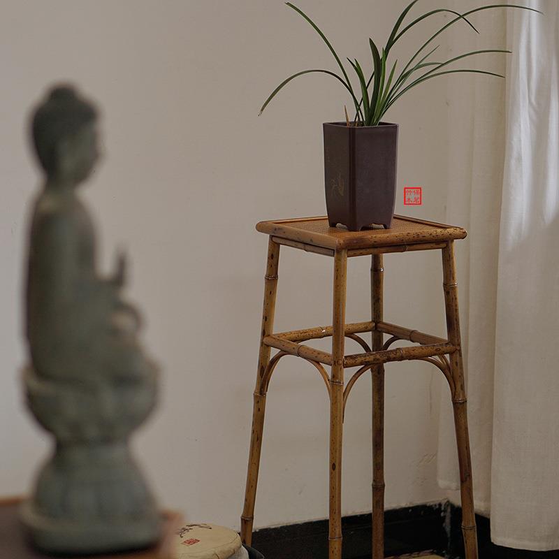 梅鹿竹听琴花几 新中式客厅兰竹花架菖蒲花盆置物架 精品文雅茶室