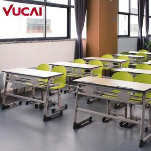 需定制育才双人三人学生课桌椅培训班辅导班高端学校机构会议教室