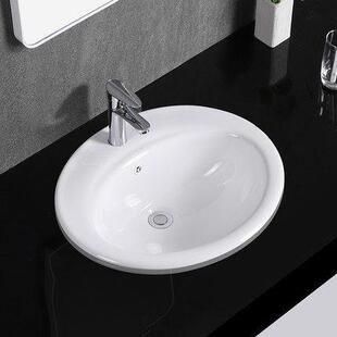 老式三孔面盆半嵌入式台面陶瓷洗手洗脸面盆二合一水龙头