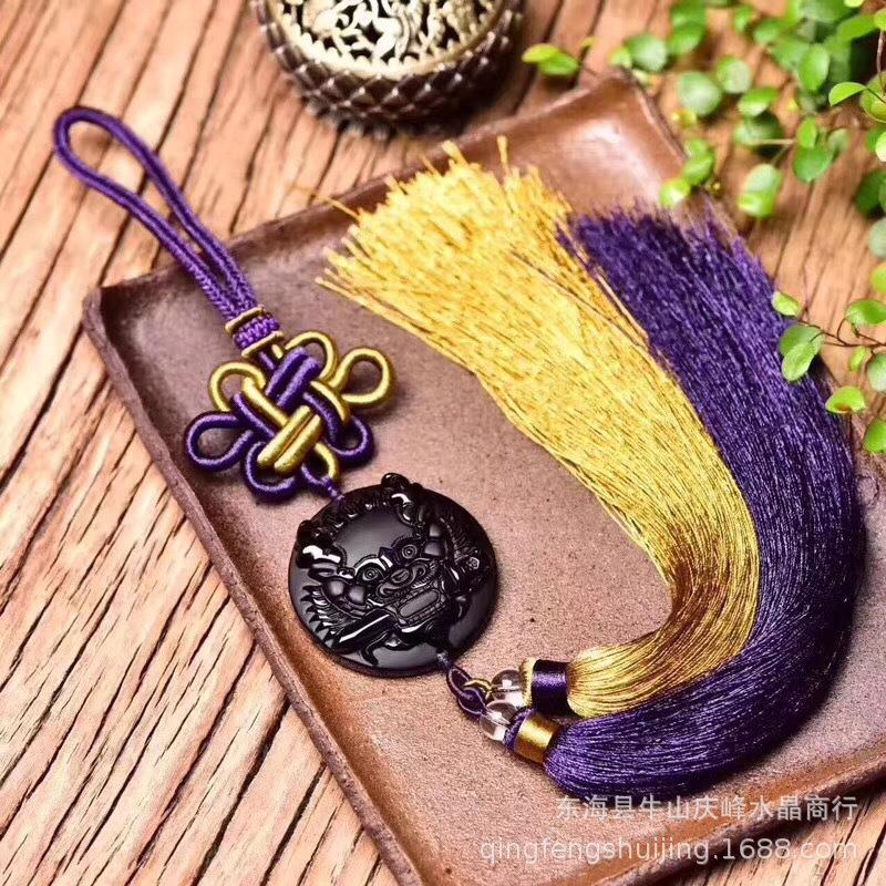 新款直销黑曜石吊坠石敢当车内时尚挂饰传统编织汽车挂件流行饰品