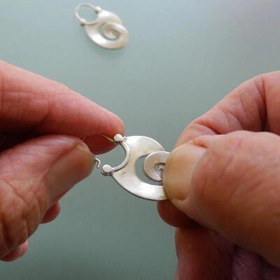 Gypsy Curl Metal Hoop Earrings for Women Jewelry Tribal Silv
