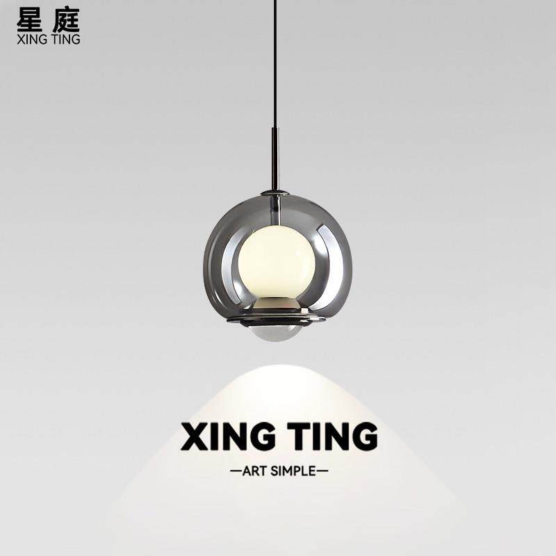 意式极简床头吊灯轻奢高级感玻璃主卧室房间灯具设计师2025年新款